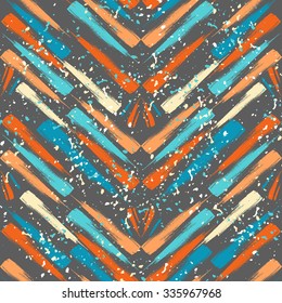 seamless pattern geometric pattern of the brush strokes and splashes on a gray background