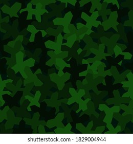 Patrón sin foco con camuflaje geométrico. Resumen de fondo verde oscuro militar. Fondo de la ilustración del vector