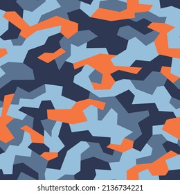 Seamless pattern with geometric camouflage. Abstract military modern polygonal background for fabric and fashion print. Vector illustration.