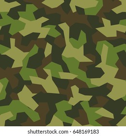 Seamless pattern with geometric camouflage. Abstract military green background.