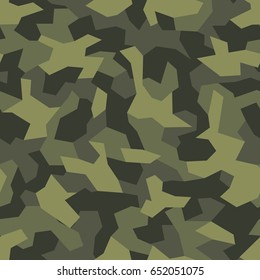 Seamless pattern with geometric camouflage. Abstract military monochrome green background.