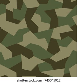 Seamless Pattern With Geometric Camouflage. Abstract Military Green Background.