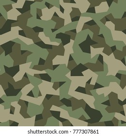 Seamless pattern with geometric camouflage. Abstract military green background.