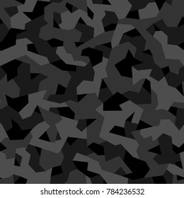 Seamless Pattern With Geometric Camouflage. Abstract Military Black Background.