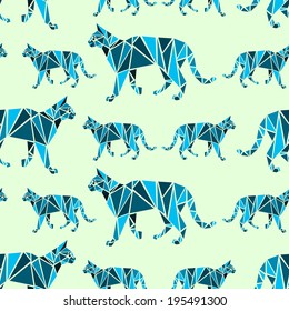 Seamless pattern with geometric cats