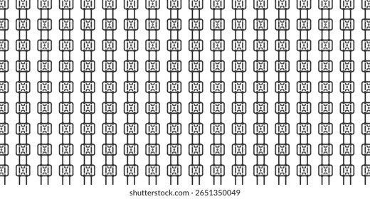 Seamless pattern of geometric chains with robotic face-like elements, perfect for tech or futuristic design themes. Pattern, Geometric, Technology, Abstract, Repetition.
