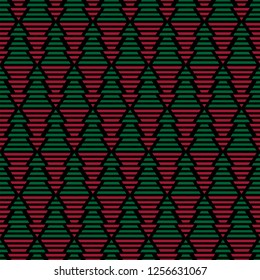 Seamless pattern with geometric Christmas trees. Winter holidays collection. Merry Christmas and Happy New year. Abstract textured background design. Modern elegant wallpaper. Vector illustration