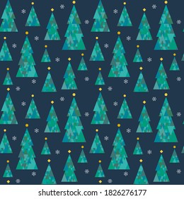seamless pattern of geometric christmas trees