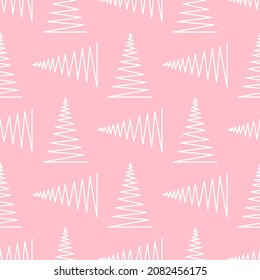 Seamless pattern with geometric Christmas trees. Winter holidays collection. Merry Christmas and Happy New year abstract textured background design. Modern elegant wallpaper. Vector illustration.