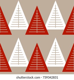 Seamless pattern with geometric Christmas trees. Winter holidays collection. Merry Christmas and Happy New year. Abstract textured background design. Modern elegant wallpaper. Vector illustration.