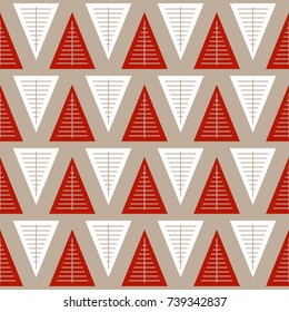 Seamless pattern with geometric Christmas trees. Winter holidays collection. Merry Christmas and Happy New year. Abstract textured background design. Modern elegant wallpaper. Vector illustration.