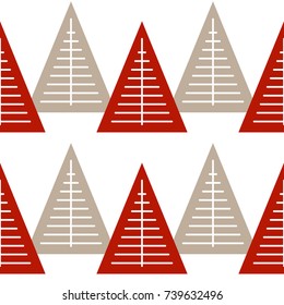 Seamless pattern with geometric Christmas trees. Winter holidays collection. Merry Christmas and Happy New year. Abstract textured background design. Modern elegant wallpaper. Vector illustration.