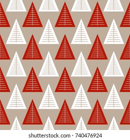 Seamless pattern with geometric Christmas trees. Winter holidays collection. Merry Christmas and Happy New year. Abstract textured background design. Modern elegant wallpaper. Vector illustration.