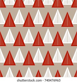 Seamless pattern with geometric Christmas trees. Winter holidays collection. Merry Christmas and Happy New year. Abstract textured background design. Modern elegant wallpaper. Vector illustration.
