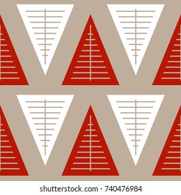 Seamless pattern with geometric Christmas trees. Winter holidays collection. Merry Christmas and Happy New year. Abstract textured background design. Modern elegant wallpaper. Vector illustration.