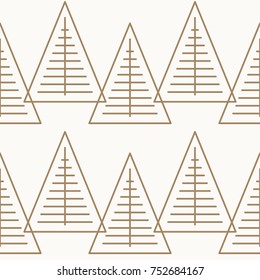 Seamless pattern with geometric Christmas trees. Winter holidays collection. Merry Christmas and Happy New year. Abstract textured background design. Modern elegant wallpaper. Vector illustration.