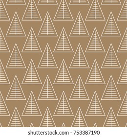 Seamless pattern with geometric Christmas trees. Winter holidays collection. Merry Christmas and Happy New year. Abstract textured background design. Modern elegant wallpaper. Vector illustration.