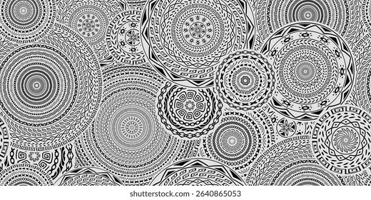 Seamless pattern of geometric circles, ethnic background isolated on white background, vector design