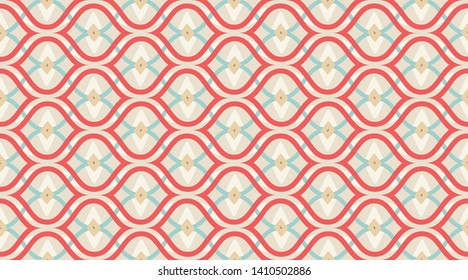 Seamless pattern geometric.  Classic delicate geometry design.  Color mosaic shapes background.  Seamless vector pattern. 