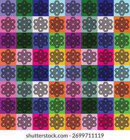 Padrão contínuo de quadrado colorido geométrico para cartão, têxtil, vestido, papel de parede.