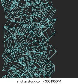 Seamless pattern with geometric crystals and minerals.