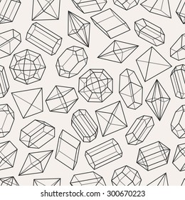 Seamless pattern with geometric crystals and minerals.