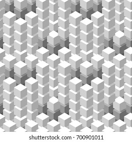Seamless pattern with geometric cubes white ornament