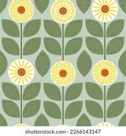 seamless pattern with geometric daisies