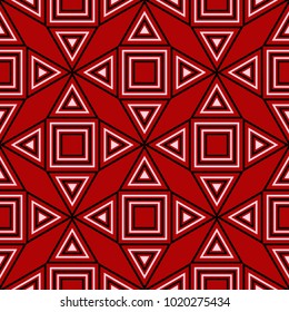 Seamless pattern with geometric design. Black red and white background for wallpapers, textile and fabrics
