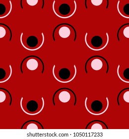 Seamless pattern with geometric design. Black red and white background for wallpapers, textile and fabrics.