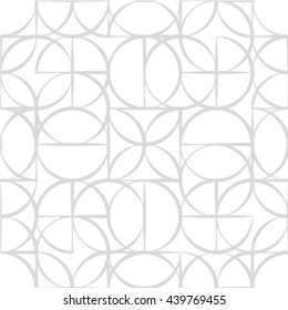 Seamless pattern, geometric design with circles, gray and white illustration