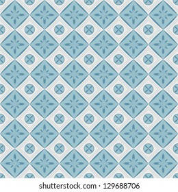 Seamless pattern with geometric diamond shapes and flowers. Can be used to fabric design, wallpaper, decorative paper, web design, etc. Swatches of seamless patterns included in the file.
