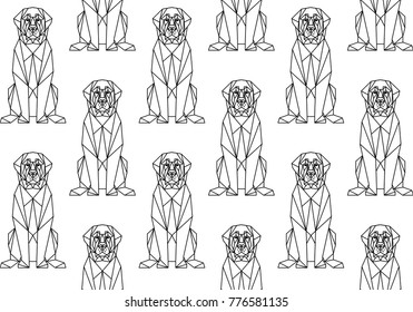 Seamless pattern from geometric dogs. Monochrome. Stylized polygonal pattern