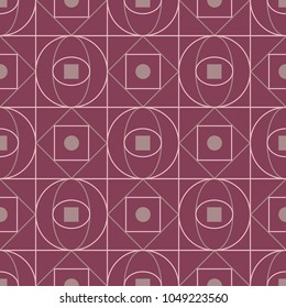 Seamless pattern with geometric elements. Dark red background for fabrics, wallpapers and textile