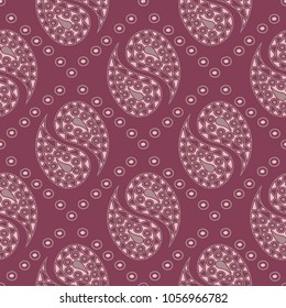 Seamless pattern with geometric elements. Dark red background for fabrics, wallpapers and textile