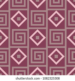 Seamless pattern with geometric elements. Dark red background for fabrics, wallpapers and textile
