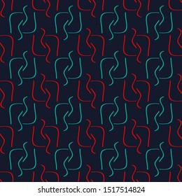 Seamless pattern with geometric elements on a blue background.