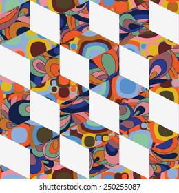 Seamless pattern with geometric elements. White rhombus. Vector Illustration.