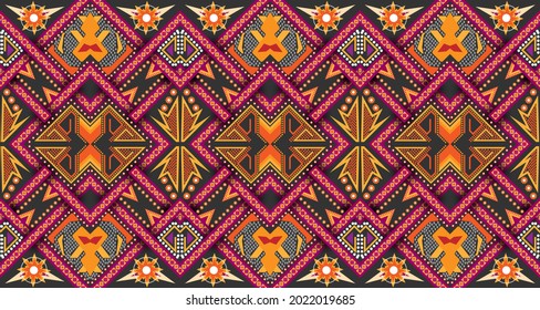 Papel de pared geométrico geométrico de la etnia oriental de ikat. EP.1.Diseño para fondo, alfombra, papel pintado, ropa, envoltura, batik, tela, vector