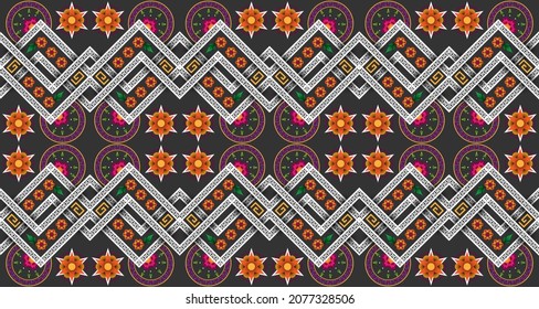 Seamless pattern geometric ethnic oriental ikat wallpaper. EP.2.Design for background, carpet, wallpaper, clothing, wrapping, Batik, fabric, Vector