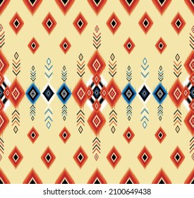 Patrón sin foco Geométrico étnico oriental ikat patrón sin fisuras estilo tradicional Diseño, alfombra, papel de pared, ropa, envoltura, Batik,tela,Ilustración vectorial para el fondo .estilo bordado.