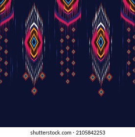 Seamless pattern Geometric ethnic oriental ikat seamless pattern traditional Design ,carpet,wallpaper,clothing,wrapping,Batik,fabric,Vector illustration for background .embroidery style.