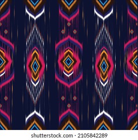 Seamless pattern Geometric ethnic oriental ikat seamless pattern traditional Design ,carpet,wallpaper,clothing,wrapping,Batik,fabric,Vector illustration for background .embroidery style.