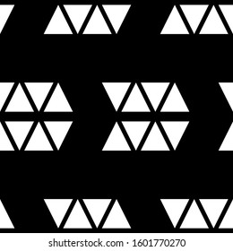 Seamless pattern. Geometric figures background. Ethnic motif. Triangles ornament. Geometrical backdrop. Triangular shapes wallpaper. Digital paper, textile print, web design, abstract. Vector artwork.