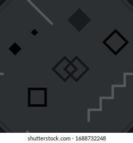 Seamless pattern of geometric figures in black palette. Vector background. 