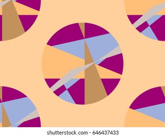 Seamless Pattern of Geometric Figures Isolated on Yellow Background. Vector Illusration