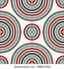 Seamless pattern with geometric figures. Repeated circles ornamental wallpaper. Abstract background with pastel colors round vortexes. Digital paper, textile print, page fill. Vector illustration