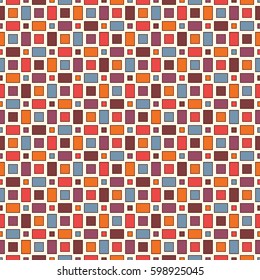 Seamless pattern with geometric figures. Repeated squares ornamental abstract background. Checkered wallpaper. Vivid colors digital paper, textile print, page fill. Vector art