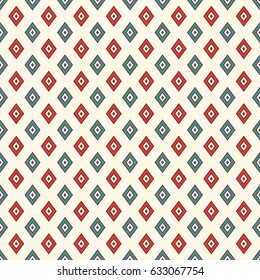 Seamless pattern with geometric figures. Repeated diamond ornamental abstract background. Rhombuses motif. Modern style digital paper, textile print, page fill. Vector art