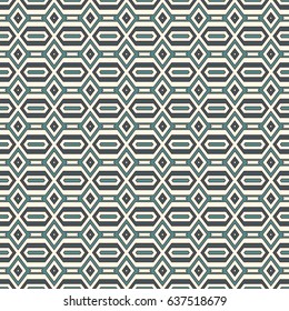 Seamless pattern with geometric figures. Repeated diamond ornamental abstract background. Ethnic and tribal motif. Grid digital paper, textile print, page fill. Vector art